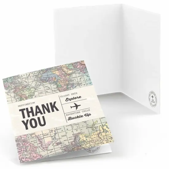 Big Dot of Happiness World Awaits - Travel Themed Party Thank You Cards (8 count) {1}