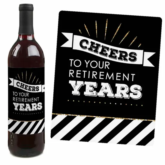 Big Dot of Happiness Happy Retirement - Retirement Party Decorations for Women and Men - Wine Bottle Label Stickers - Set of 4 {5}