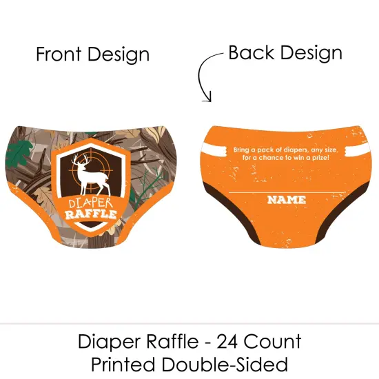 Big Dot of Happiness Gone Hunting - Diaper Shaped Raffle Ticket Inserts - Baby Shower Activities - Deer Hunting Camo Diaper Raffle Game - Set of 24 {3}