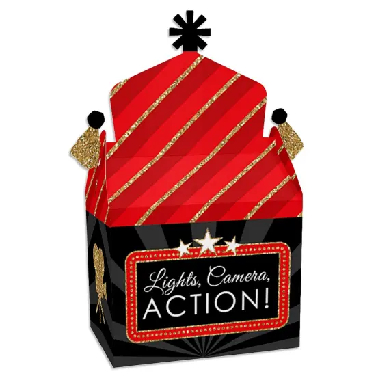 Big Dot of Happiness Red Carpet - Treat Box Party Favors - Movie Night Party Goodie Gable Boxes - Set of 12 {1}