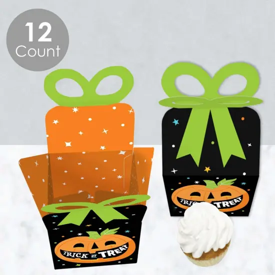 Big Dot of Happiness Jack-O'-Lantern Halloween - Square Favor Gift Boxes - Kids Halloween Party Bow Boxes - Set of 12 {4}