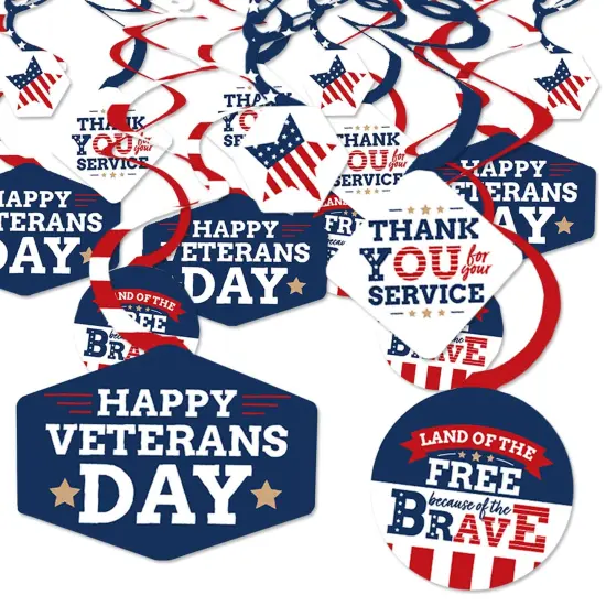 Big Dot of Happiness Happy Veterans Day - Patriotic Hanging Decor - Party Decoration Swirls - Set of 40 {1}