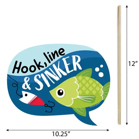 Big Dot of Happiness Funny Let's Go Fishing - Fish Themed Birthday Party or Baby Shower Photo Booth Props Kit - 10 Piece {6}