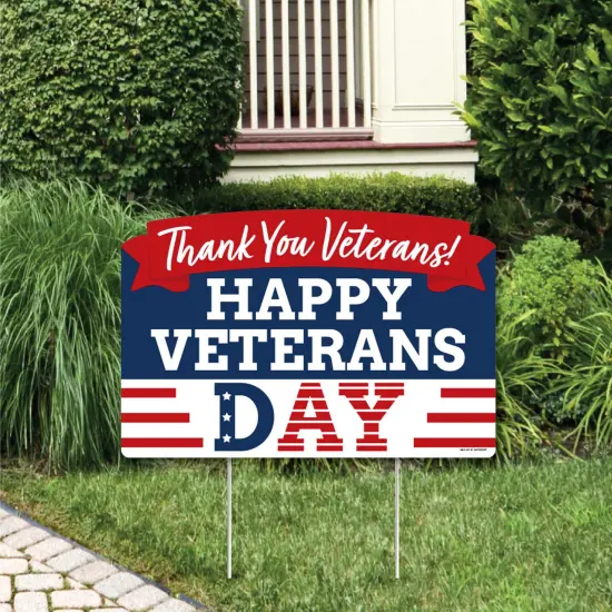 Big Dot of Happiness Happy Veterans Day - Patriotic Yard Sign Lawn Decorations - Thank You Veterans Party Yardy Sign {1}