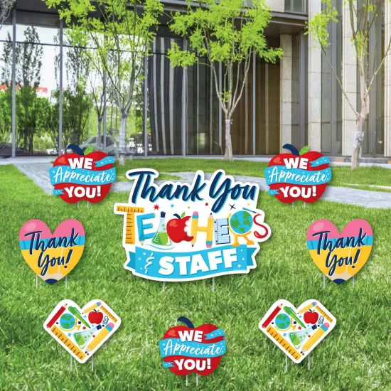 Big Dot of Happiness Thank You Teachers - Yard Sign and Outdoor Lawn Decorations - Teacher and Staff Appreciation Yard Signs - Set of 8 {1}