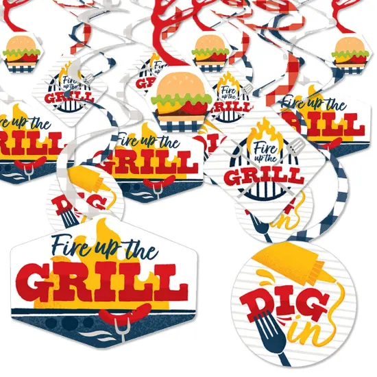 Big Dot of Happiness Fire Up the Grill - Summer BBQ Picnic Party Hanging Decor - Party Decoration Swirls - Set of 40 {1}