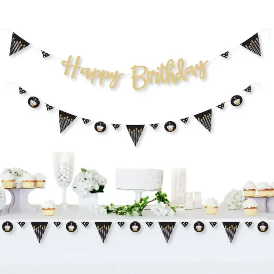 Big Dot of Happiness Adult Happy Birthday - Gold - Birthday Party Letter Banner Decor - 36 Cutouts & No-Mess Real Gold Glitter Happy Birthday Letters {3}