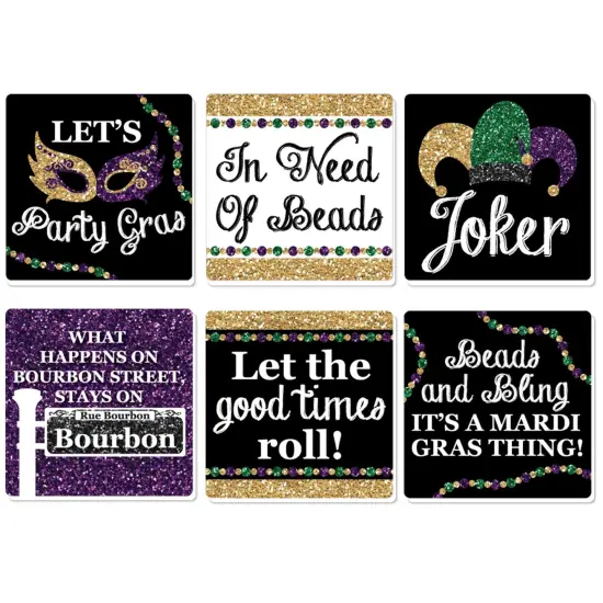 Big Dot of Happiness Mardi Gras - Funny Masquerade Party Decorations - Drink Coasters - Set of 6 {1}
