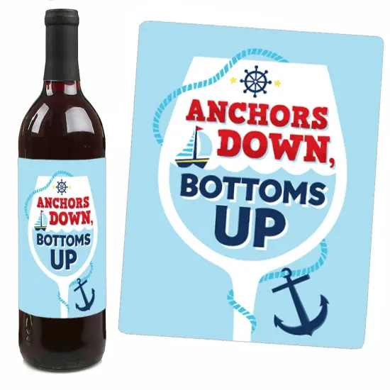 Big Dot of Happiness Ahoy It's a Boy - Nautical Baby Shower Decorations for Women and Men - Wine Bottle Label Stickers - Set of 4 {7}