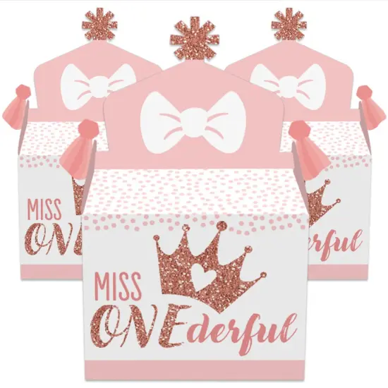Big Dot of Happiness 1st Birthday Little Miss Onederful - Treat Box Party Favors - Girl First Birthday Party Goodie Gable Boxes - Set of 12 {3}