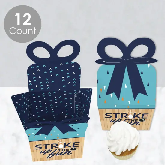 Big Dot of Happiness Strike Up the Fun - Bowling - Square Favor Gift Boxes - Birthday Party or Baby Shower Bow Boxes - Set of 12 {4}