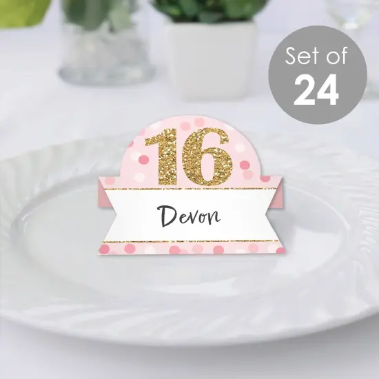 Big Dot of Happiness Sweet 16 - 16th Birthday Party Tent Buffet Card - Table Setting Name Place Cards - Set of 24 {3}