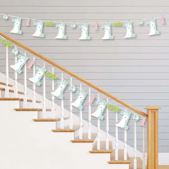 Big Dot of Happiness 1st Birthday Whole Llama Fun - Llama Fiesta First Birthday Party DIY Decorations - Clothespin Garland Banner - 44 Pieces {3}