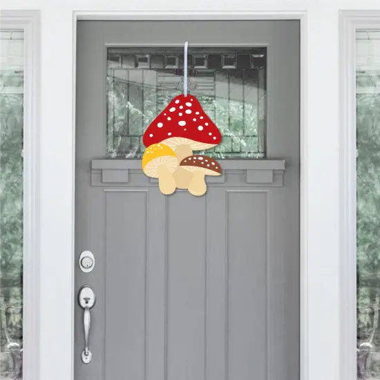 Big Dot of Happiness Wild Mushrooms - Hanging Porch Red Toadstool Decor and Party Outdoor Decorations - Front Door Decor - 1 Piece Sign {3}