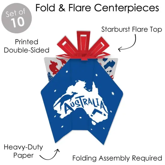 Big Dot of Happiness Australia Day - Table Decorations - G'Day Mate Aussie Party Fold and Flare Centerpieces - 10 Count {4}