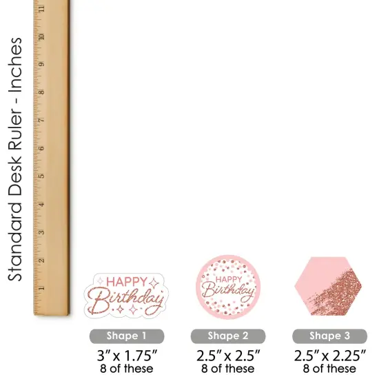 Big Dot of Happiness Pink Rose Gold Birthday - DIY Shaped Happy Birthday Party Cut-Outs - 24 Count {6}