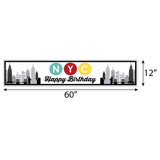 Big Dot of Happiness NYC Cityscape - New York City Happy Birthday Decorations Party Banner {3}