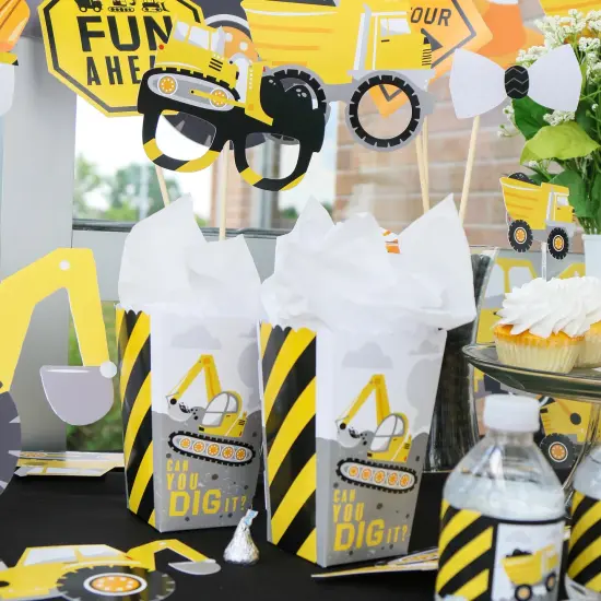 Big Dot of Happiness Dig It - Construction Party Zone - Baby Shower or Birthday Party Favor Popcorn Treat Boxes - Set of 12 {7}