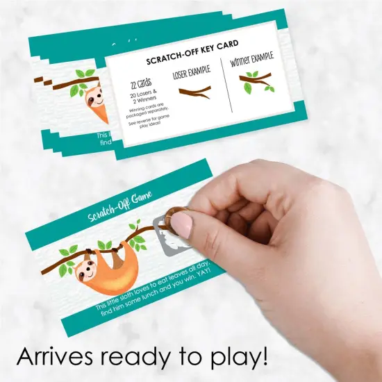 Big Dot of Happiness Let's Hang - Sloth - Baby Shower or Birthday Party Game Scratch Off Cards - 22 Count {3}