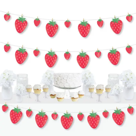 Big Dot of Happiness Berry Sweet Strawberry - Fruit Themed Birthday Party or Baby Shower DIY Decorations - Clothespin Garland Banner - 44 Pieces {1}