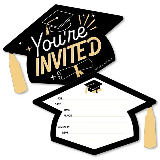 Big Dot of Happiness Hello College Graduation Party Invitations - Shaped Fill-In Invite Cards with Envelopes - Set of 12 {1}
