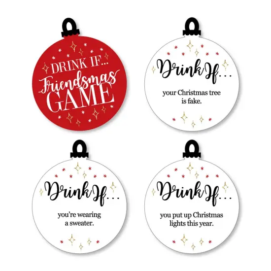 Big Dot of Happiness Drink If Game - Red and Gold Friendsmas - Friends Christmas Party Game - 24 Count {1}