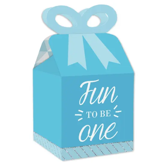 Big Dot of Happiness 1st Birthday Boy - Fun to be One - Square Favor Gift Boxes - First Birthday Party Bow Boxes - Set of 12 {1}