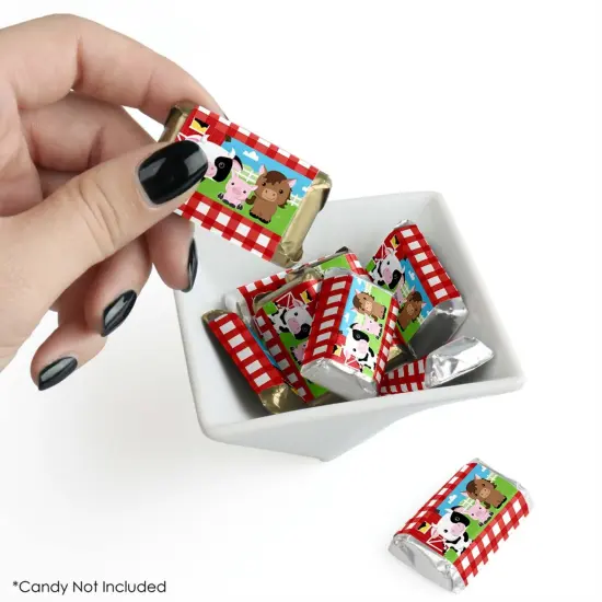 Big Dot of Happiness Farm Animals - Mini Candy Bar Wrapper Stickers - Barnyard Baby Shower or Birthday Party Small Favors - 40 Count {3}