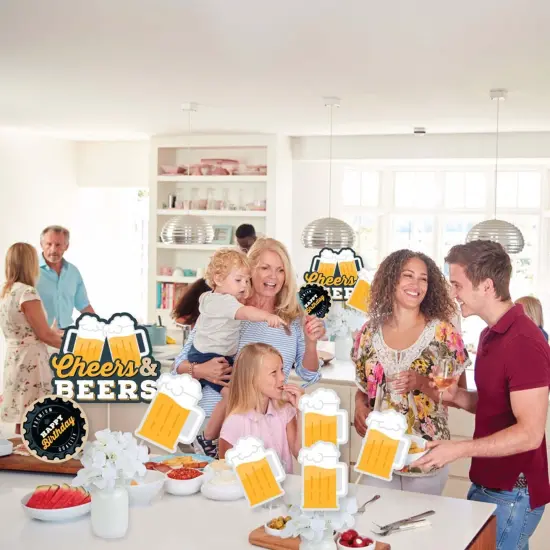 Big Dot of Happiness Cheers and Beers Happy Birthday - Birthday Party Centerpiece Sticks - Showstopper Table Toppers - 35 Pieces {6}