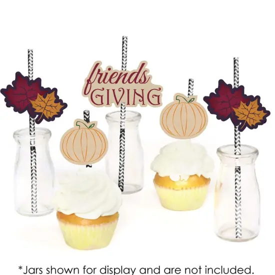 Big Dot of Happiness Friends Thanksgiving Feast - Friendsgiving Paper Straw Decor - Party Striped Decorative Straws - Set of 24 {6}