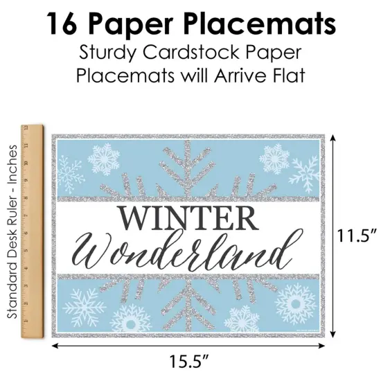 Big Dot of Happiness Winter Wonderland - Party Table Decorations - Snowflake Holiday Party and Winter Wedding Placemats - Set of 16 {6}