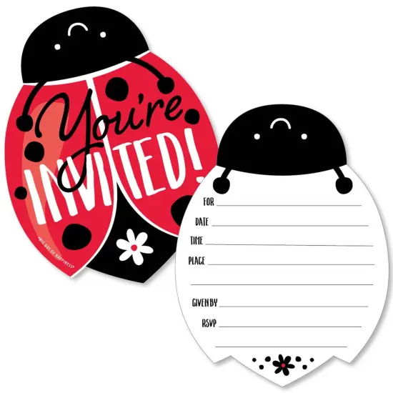 Big Dot of Happiness Happy Little Ladybug - Shaped Fill-in Invitations - Baby Shower or Birthday Party Invitation Cards with Envelopes - Set of 12 {1}