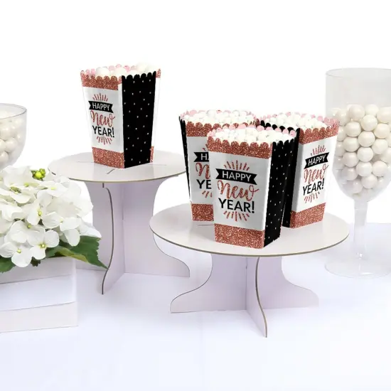 Big Dot of Happiness Rose Gold Happy New Year - New Year's Eve Party Favor Popcorn Treat Boxes - Set of 12 {4}