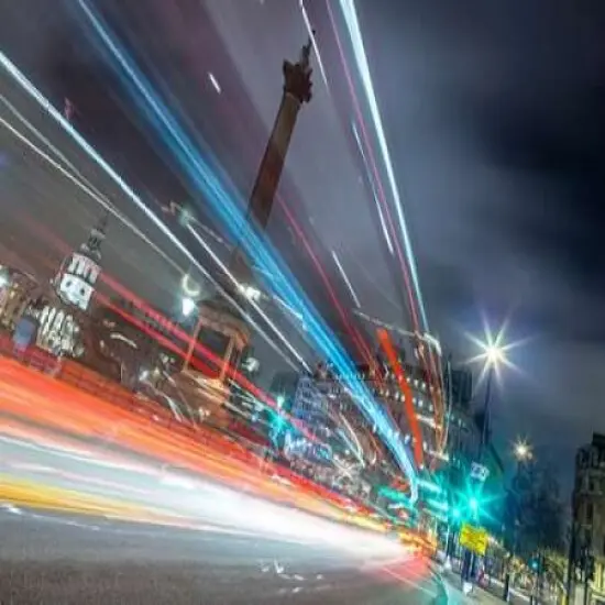 London city street with strip lights Poster Print byAssaf Frank - Item # VARPDXAF20151213120 {1}