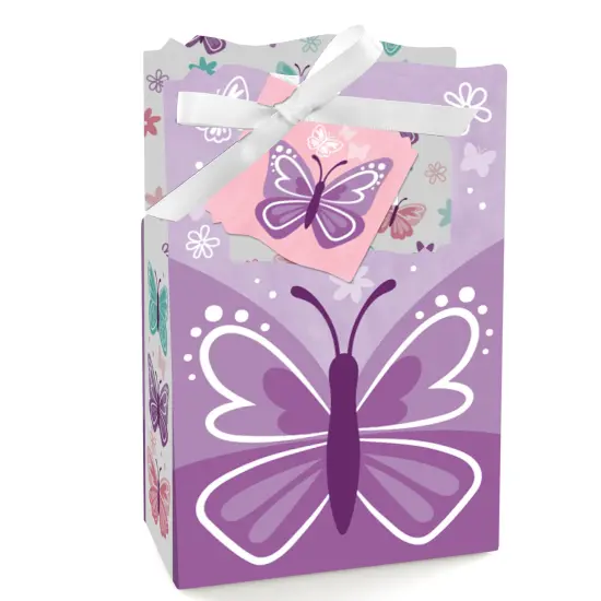 Big Dot of Happiness Beautiful Butterfly - Floral Baby Shower or Birthday Party Favor Boxes - Set of 12 {1}