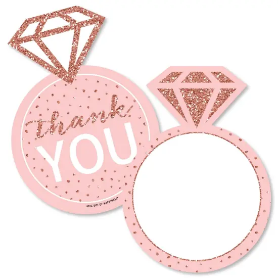 Big Dot of Happiness Bride Squad - Shaped Thank You Cards - Rose Gold Bridal Shower Bachelorette Party Thank You Note Cards with Envelopes - Set of 12 {1}