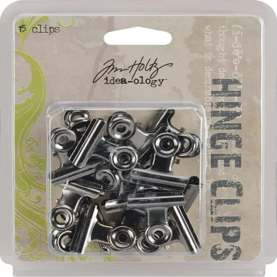 Idea-Ology Metal Hinge Clips 1" 15/Pkg-Antique Nickel {1}