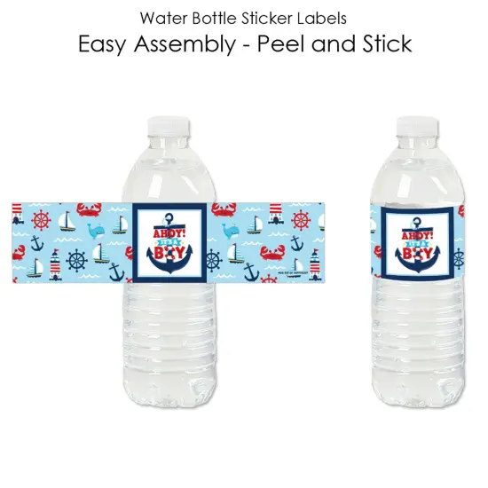 Big Dot of Happiness Ahoy It's a Boy - Nautical Baby Shower Water Bottle Sticker Labels - Set of 20 {3}