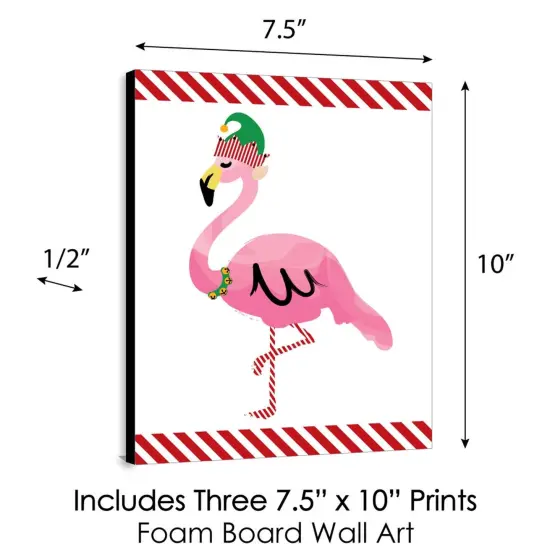 Big Dot of Happiness Flamingle Bells - Tropical Christmas Wall Art and Holiday Decorations - 7.5 x 10 inches - Set of 3 Prints {6}