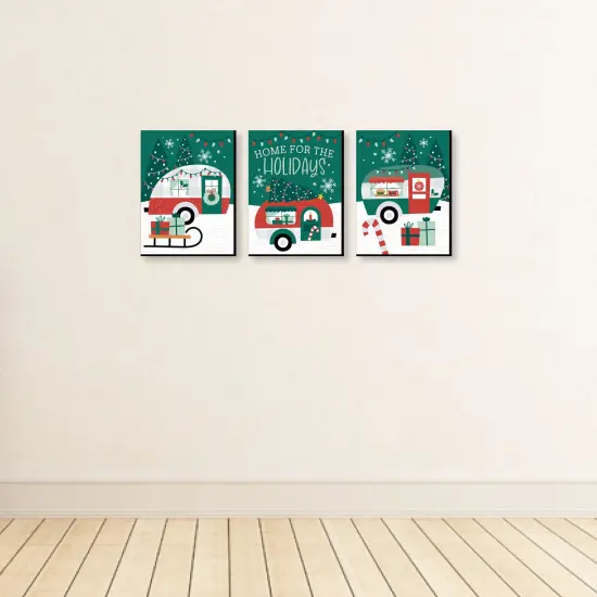 Big Dot of Happiness Camper Christmas - Red and Green Wall Art and Holiday Home Decor - 7.5 x 10 inches - Set of 3 Prints {4}