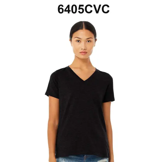 BELLA + CANVAS&reg; Women's Relaxed Heather CVC V Neck Short Sleeve T-Shirt - 6405CVC Heather slate {4}