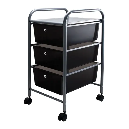 3-Drawer Rolling Cart, Smoke {2}