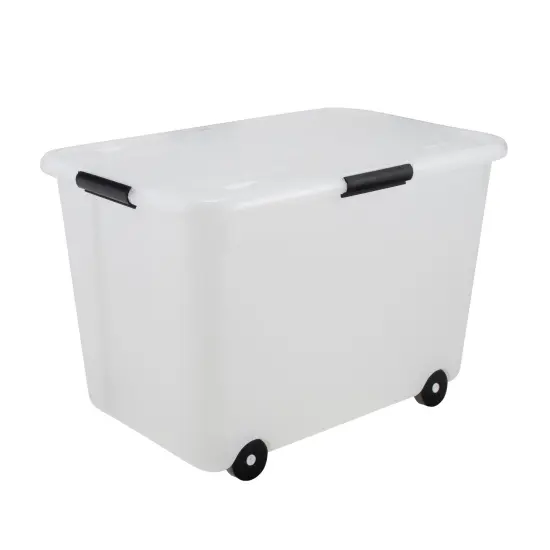 Rolling Storage Box, 15 Gallon, Clear {1}