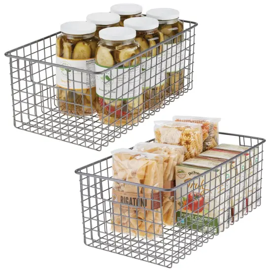 mDesign Metal Wire Food Organizer Basket with Built-In Handles - 16 x 9 x 6 {1}