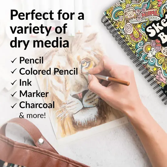 Sketch Book Pack 9 x 12 inches Pad, 2 Pack 100 Sheets Spiral Bound 65lb/100gsm, Acid Free Sketchbook Art Professional Artist Sketch Book for Drawing Painting Writing Paper Adults Kids Beginners {6}