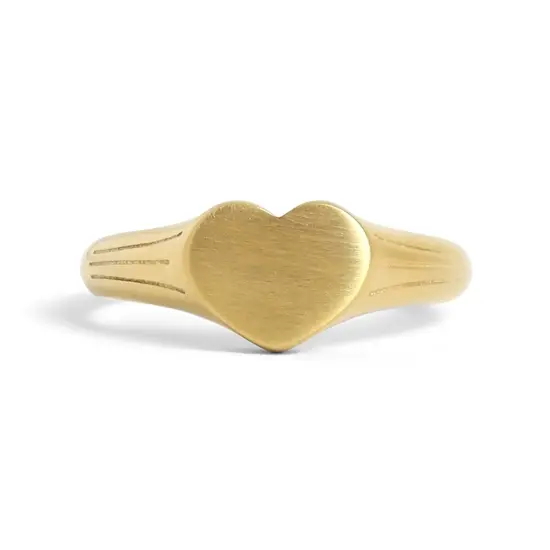 18k Gold PVD Coated Stainless Steel Blank Engravable Heart Signet Ring {1}