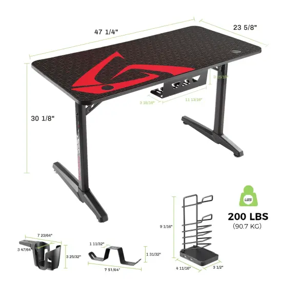 Eureka Ergonomic 47x23 Curved Shaped Gaming Desk {6}