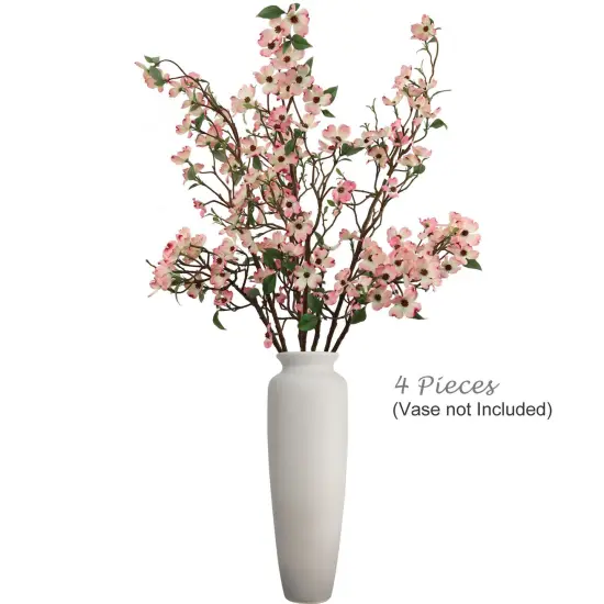 50" Soft Pink Dogwood Stems 2-Pack &ndash; Lifelike Silk Flowers, Flexible Stems, Floral Home {4}