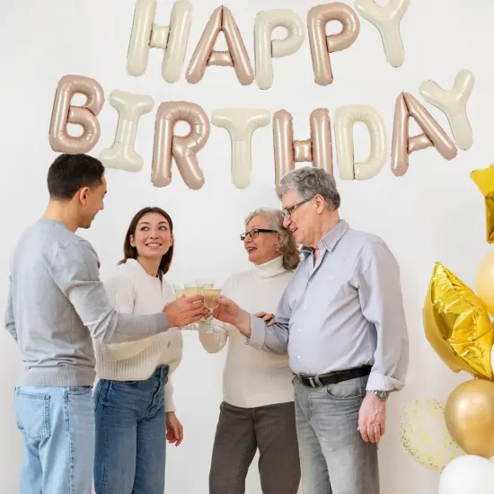 Colorful Celebrations: 16-Inch Mylar Foil Happy Birthday Balloons Banner - Eco-Friendly Decor for All Ages! Black red {8}