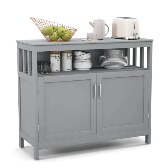 Costway Kitchen Buffet Server Sideboard Storage Cabinet with 2 Doors & Shelf White/Black/Gray {9}